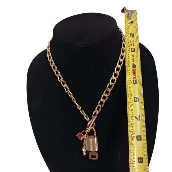 Authentic Louis Vuitton Padlock Lock Key Necklace #318 Necklace Charms Preppy - Picture 10 of 13